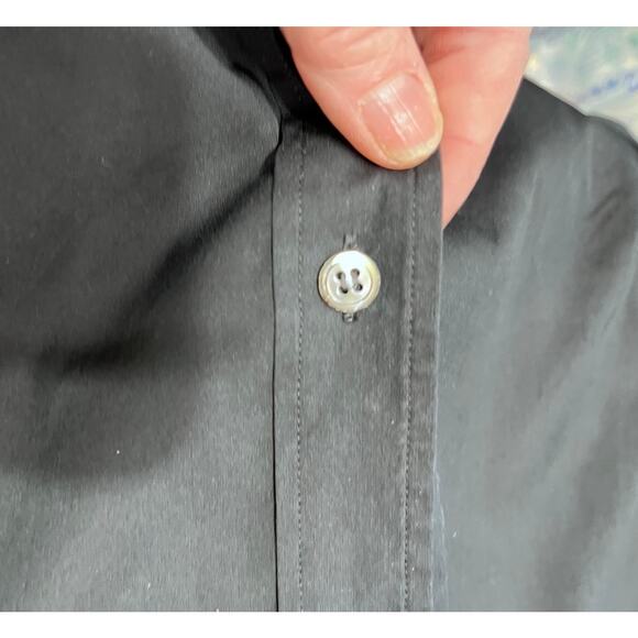 Theory Classic Women’s Black MOP Button Long Sleeve Shirt Sz Xs-Small - Picture 6 of 8